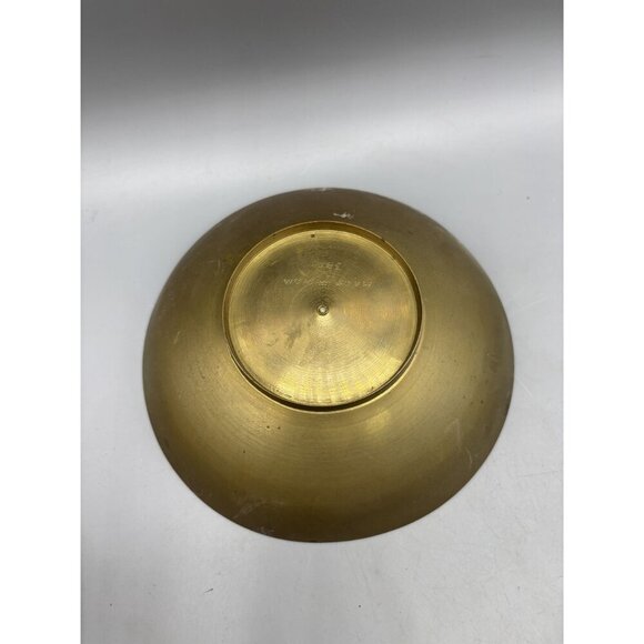 Vtg Brass Bowl Enameled Intricate Red Floral Design‎ 6" Decor - Picture 3 of 6